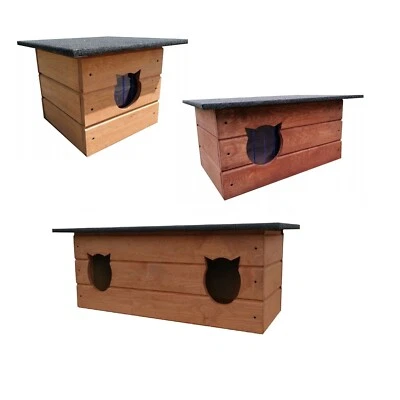 QLS Casa para gatos cabaña para gatos cueva para exteriores al aire libre resistente al invierno aislado de madera