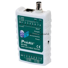 Pro'sKit MT-7058 Mini Lan Cable Tester RJ45, RJ-11/RJ-12, BNCCabletester,Volt✦Kd