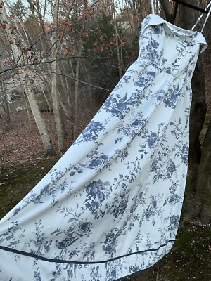Aakaa Bellagio Slate Gray/White Rose Spaghetti Strap Midi Dress Size Small  NWT | eBay