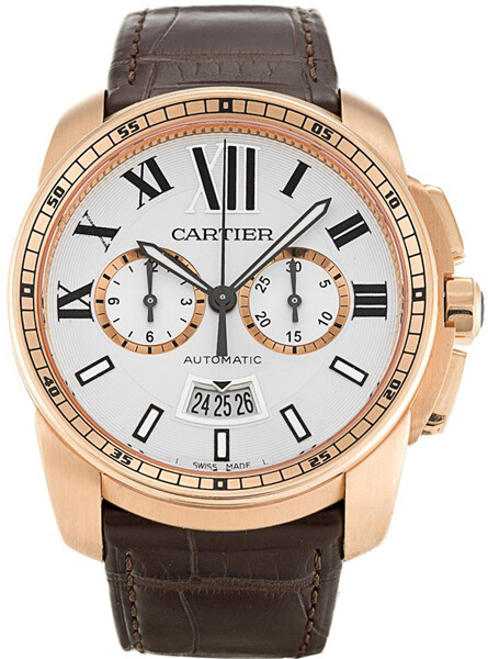 Cartier Calibre 18k Rose Gold Silver Dial 42mm Watch Box/Papers