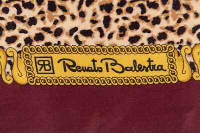 Foulard Authentique Renato Balestra En Soie 100% - Motif Géométrique Vintage