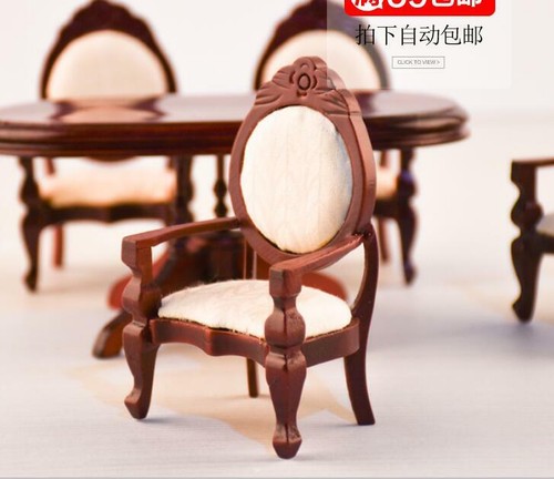 2Pc Mini 1:12 Dollhouse Wood Furniture Model European Chair Creative Craft - Bild 1 von 5