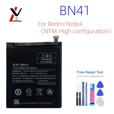 For Xiaomi Redmi Note 4 MTK Helio X20 Replacement Battery BN41 4000mAh Tools