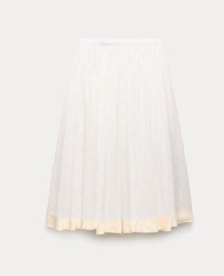 ZARA SS24 WHITE MIDI CONTRASTING HIGH WAIST SKIRT ZW COLL