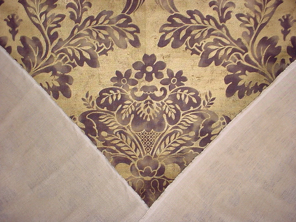 3Y Mulberry FD255 Fresco Gold Handprint Damask Linen Upholstery Fabric - Image 4 of 4