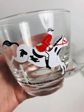 LIBBEY Horse Whiskey Glasses MCM TALLY HO Derby 1960’s Set of 4 Barware