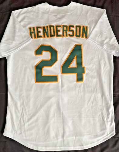 Rickey Henderson Custom White Oakland Throwback Jersey XL