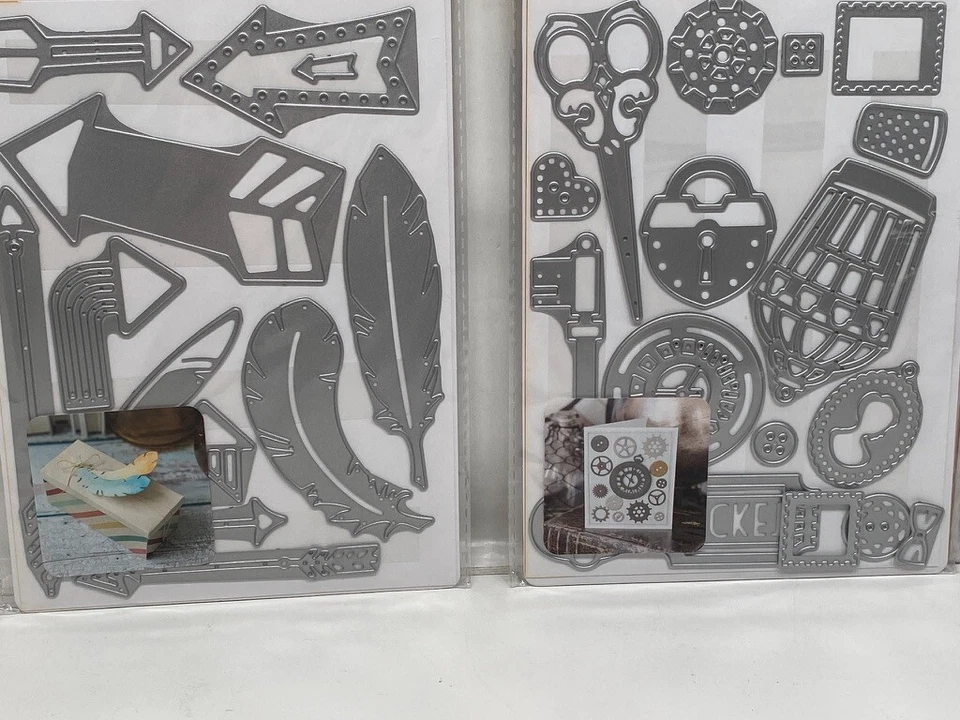 Cricut Cuttlebug Feathers Arrows Lost and Found Stars Hearts Dies ALL NEW - Image 3 of 4