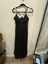 Aaida Azazie Black A-Line Bow Chiff Black Dress (Size 10) Altered for 5'2 height