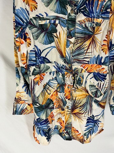 Chico's Linen Snap Up Jacket Shirt Women's Long Sleeves Palms Size 00 XS NEW - Picture 2 of 5