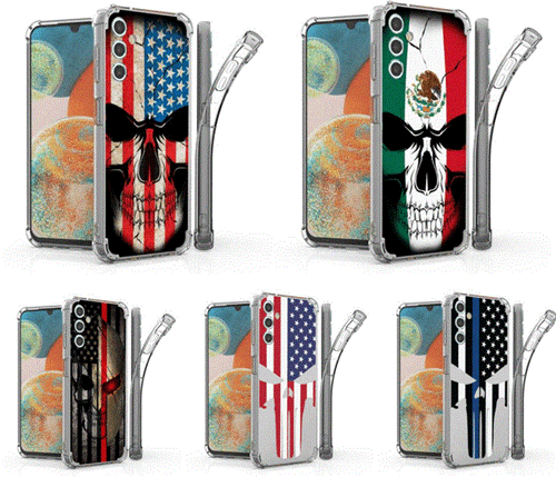 Funda Carcasa Gel Transparente Gel Flexible Delgada Calavera Bandera Roja Azul Para Samsung Galaxy A14 5G - Imagen 1 de 9