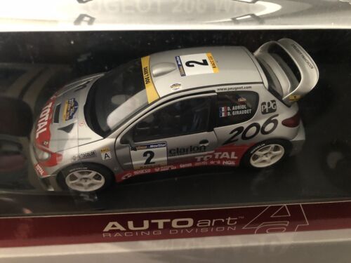 1/18 AUTOART PEUGEOT 206 WRC 2001 D.AURIOL/GIRAUDET #2 RALLY CATALUNYA USED RARE - Picture 4 of 6