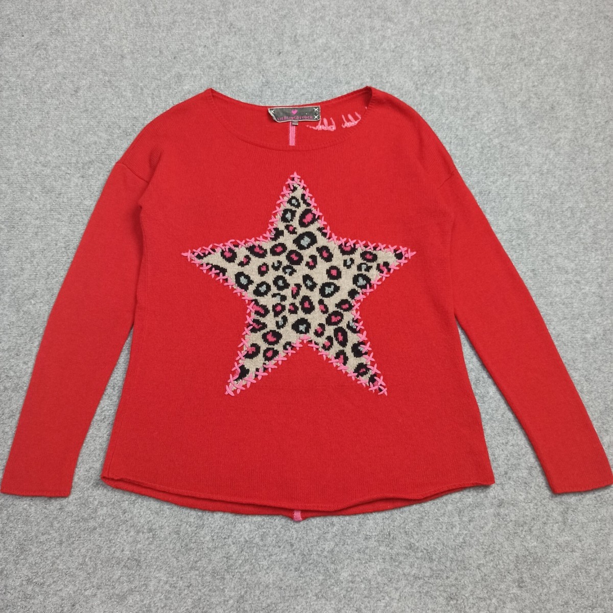 Lieblingsstuck Sweater Size 36-38 Red Wool Blend Knit Star Graphic