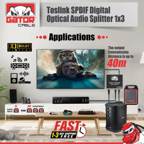 Toslink Optical Fiber Digital Audio Splitter Adapter SPDIF 3-Port 1x3 1-In 3-Out - Picture 4 of 17