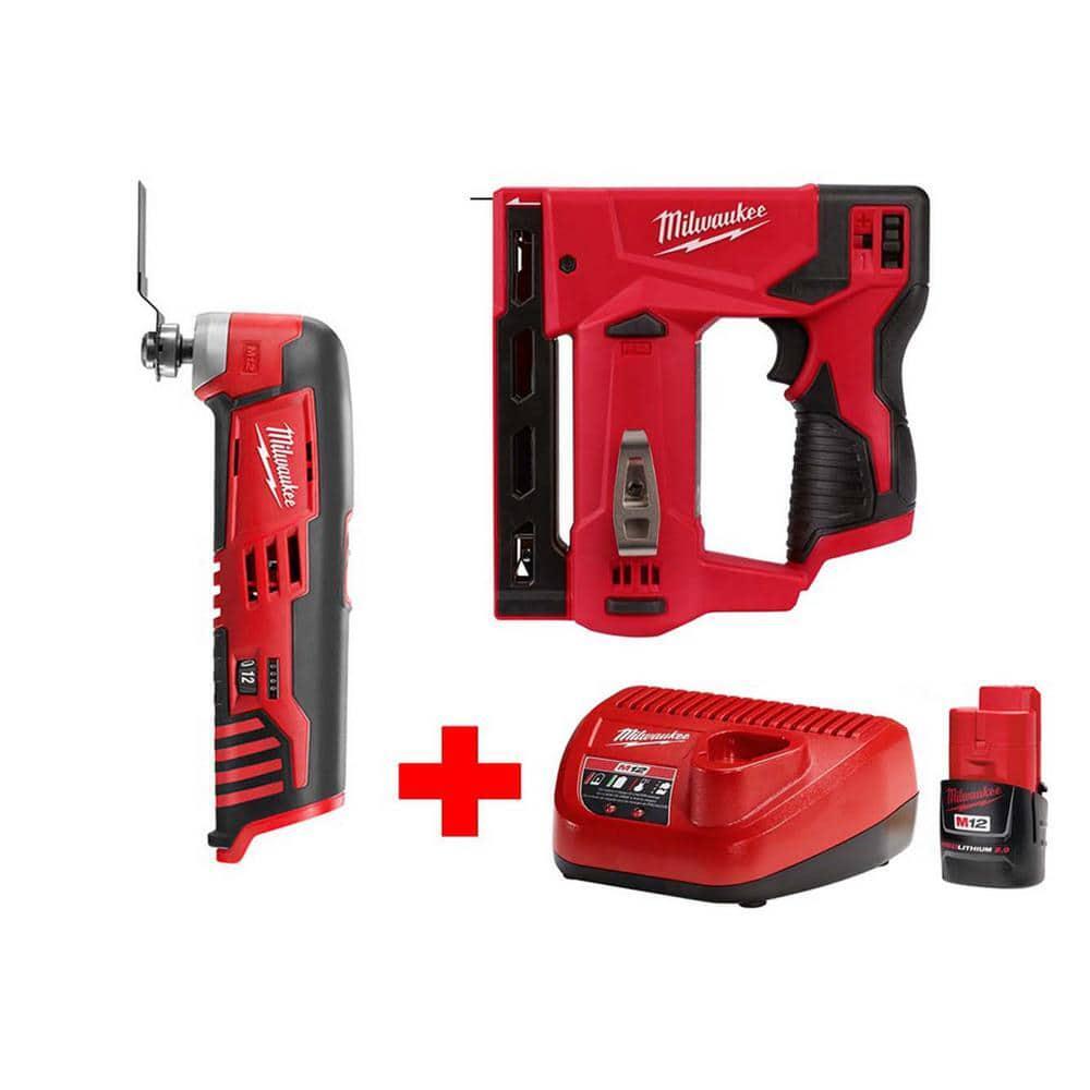 Milwaukee M18 Crown Stapler and Oscillating Multi-Tool Combo Kit with Battery and Charger  -image