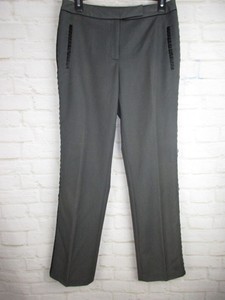 Cato-women-039-s-size-6-Gray-and-Black-Lace-Tuxedo-Stripe-Straight-Leg-Dress-Pants