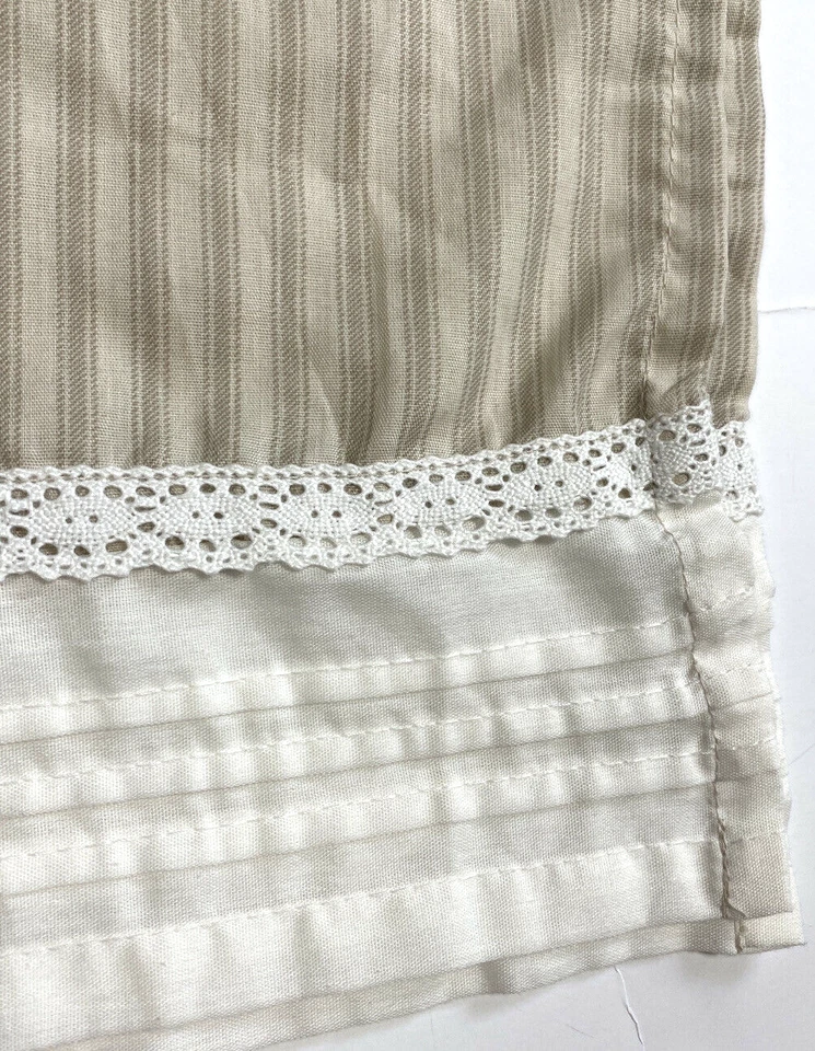 1 Ellery Home Marrón Tostado Marfil Cenefa Rayas Cortina Corta Encaje Decoración Ventana Foto 2 de 4