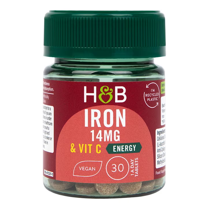 Holland & Barrett Iron 14mg & Vitamin C 80mg 30 Tablets Energy Immunity Vegan