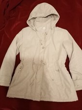 Finesse Ladies Size 14 Winter Coat, Detachable Hood Zipped Pockets Toggles Beige