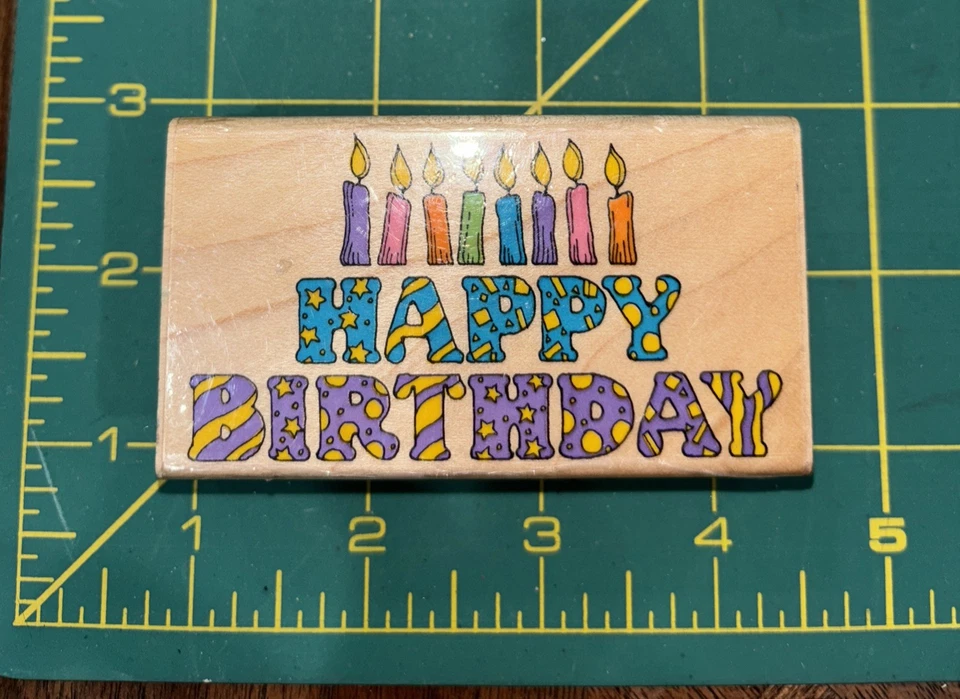 Juego de 8 estampillas de goma de cumpleaños, globos, pasteles, velas. Marcas mixtas nuevas y usadas Foto 3 de 4