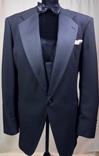 Vintage Monsieur Dior Black Tuxedo 44R Peak Lapel Complete Formalwear Set