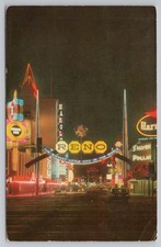 Reno Arch at Night in Reno Nevada c1970 Postcard
