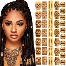 VENOFEN 50PCS Wood Beads for Hair Imitation 1 Count Pack of 50 , Brown