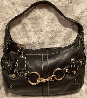 Vintage Coach Ergo 11261 Black Leather Belted Hobo Shoulder Bag