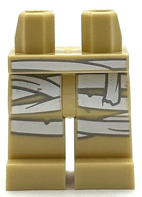 Lego New Minifig Tan Pants Legs w/ White Light Bluish Gray Mummy Wrapping Part
