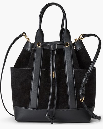 Veronica Beard Goody Suede & Leather Bucket Bag NWT - Black