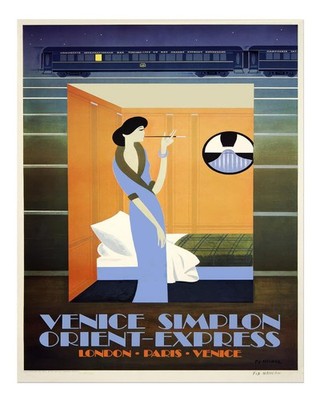 Vintage Art Deco Wandkunst Venedig Simplon Orient Express Urbane Szene