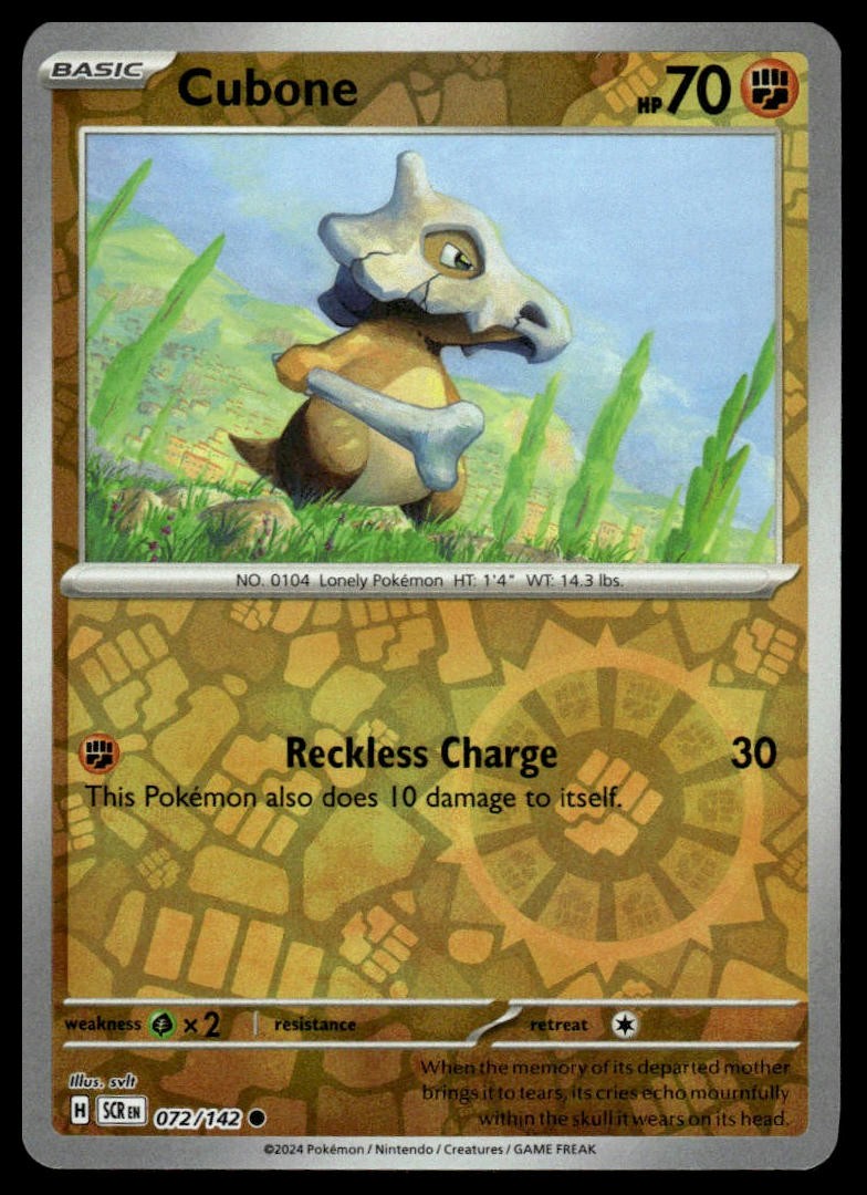 Cubone SV07: Stellar Crown #072/142 Reverse Holo NM