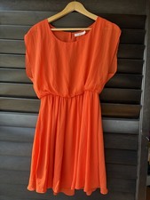 Lush Women's Medium Orange Dress Short Sleeve Sheer fabric lined