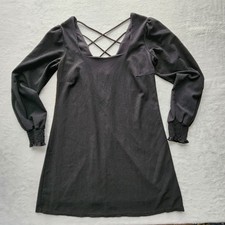 Charmed Hearts Dress Womens Medium Black Strappy Back Goth Mini Witchy Ballet