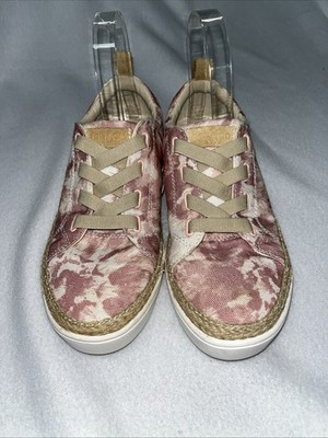 Spenco Waco Malibu Slip On Sneakers Womens Size 7D Pink White Jute Canvas