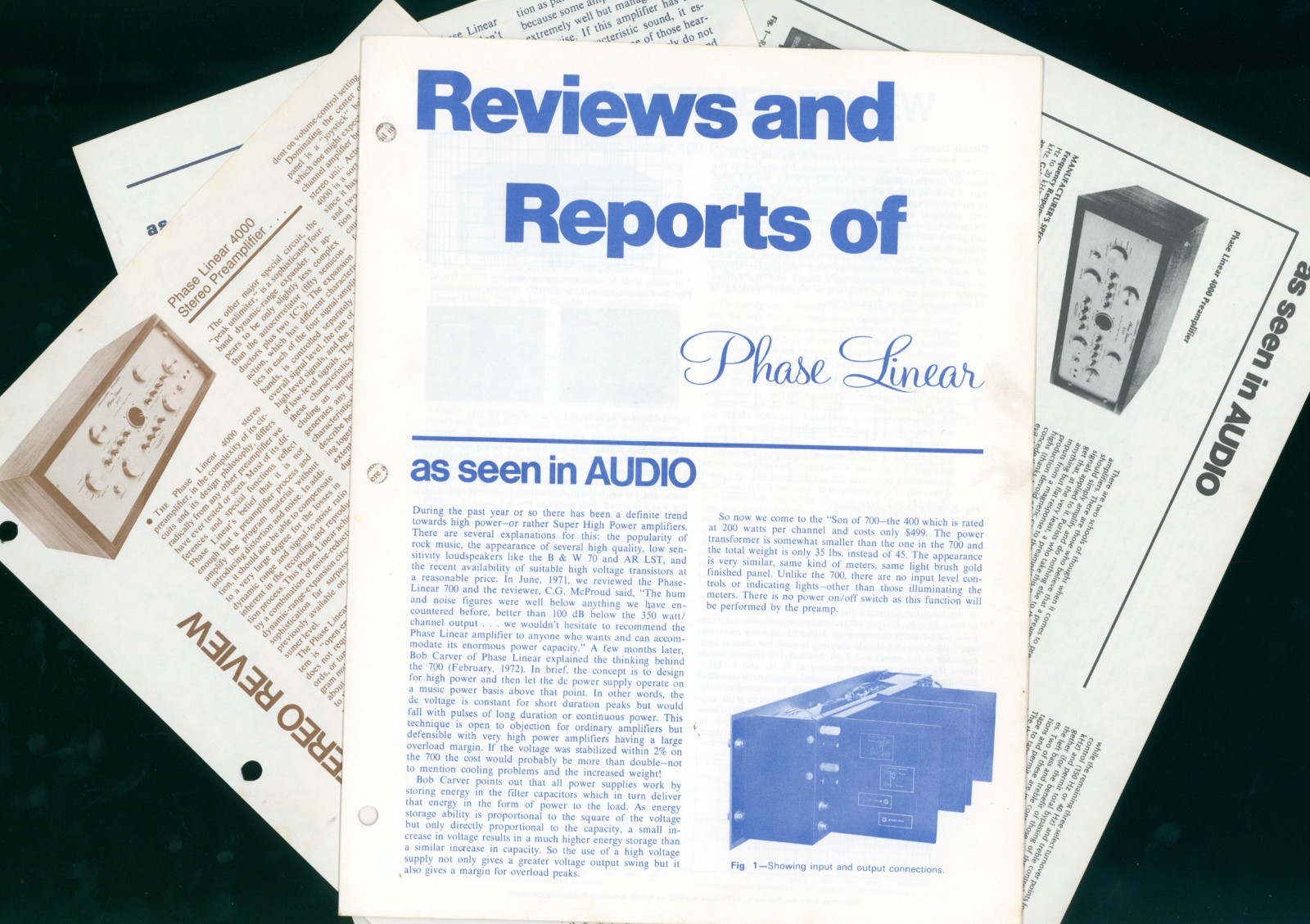 1974 Phase Linear 400 4000 Audio Stereo HiFi Review Reprint Dealer Brochure Lot