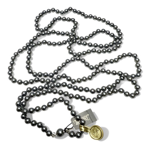 Vintage Trifari 60” Metallic Black Dark Gray Faux Pearl Rope Necklace NEW - Picture 1 of 6