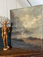 Antique Oil On Canvas Art Painting Seascape Home Interior Decor