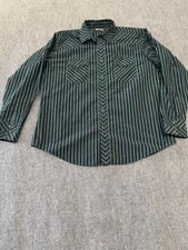 Wrangler Mens XL Western Shirt Striped Long Sleeve Pearl Snap