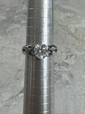 STERLING SILVER HEART Ring Size 8 - 925 R China Vintage Cz Ring E79