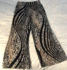 Chico's Travelers Animal-Print Swirl Wide-Leg Pants Stretch Pull On Sz 1 M