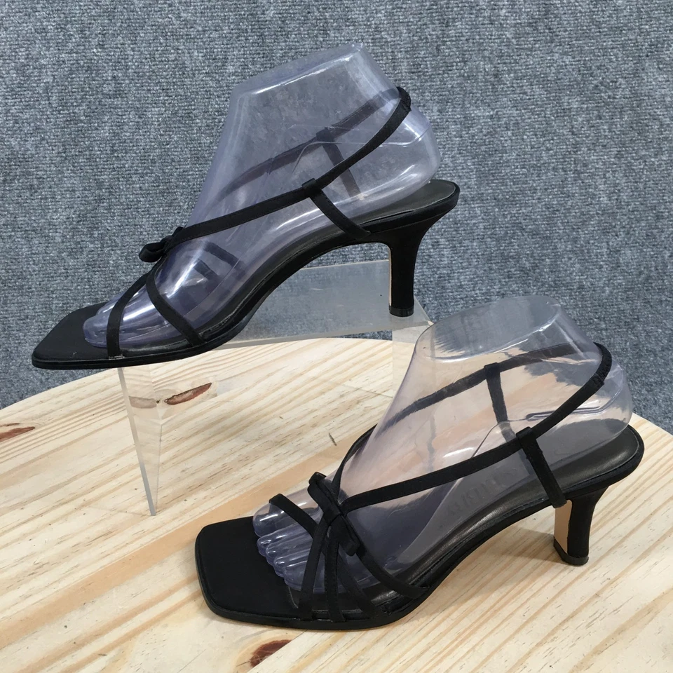 Sandalias Sam & Libby para mujer 8 M Lucinda con cordones negras punta abierta tacones de gatito Foto 2 de 4