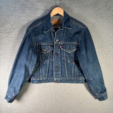 Levi’s Denim Trucker Jacket Dark Wash SZ 36 Blue Vintage Studded USA Made 80s