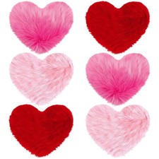 6 Pcs Valentine's Day Heart Shaped Rug for Bedroom Fluffy Faux Fur Rugs Shagg...