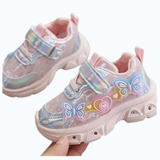 Butterfly Holographic Girls Sneakers Luminous Casual Anti Slip Kids Tennis Shoes