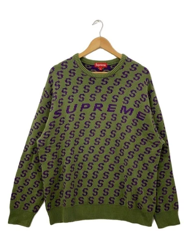Pull tricot suprême (mince 21SS S répétition XL vert acrylique motif complet Occasion