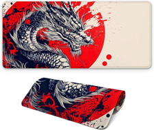 Japanese Dragon Gaming Mouse Pad with Non-Slip Rubber Base, Large Anime Mousepad