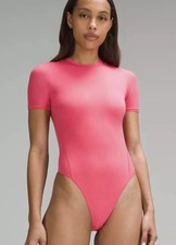 Lululemon Wundermost Nulu Short-Sleeve Thong Bodysuit, Small, Glaze Pink, w/tags