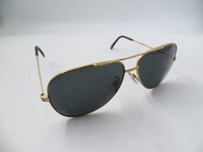 Vtg 70s Aviator Pilot Sunglasses Gold Tone Metal Frame Dark Gray Lenses 115