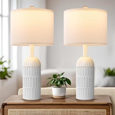 22.5" White Modern Table Lamps Set of 2 for Living Room Bedroom, Farmhouse Vi...
